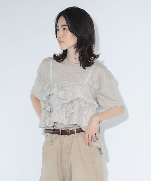 BEAMS BOY(ビームスボーイ)の「maturely / リネンフリル アンド チュール キャミソール(シャツ/ブラウス・レディース・シルバー/ゴールド・ONE SIZE)」の13枚目の写真