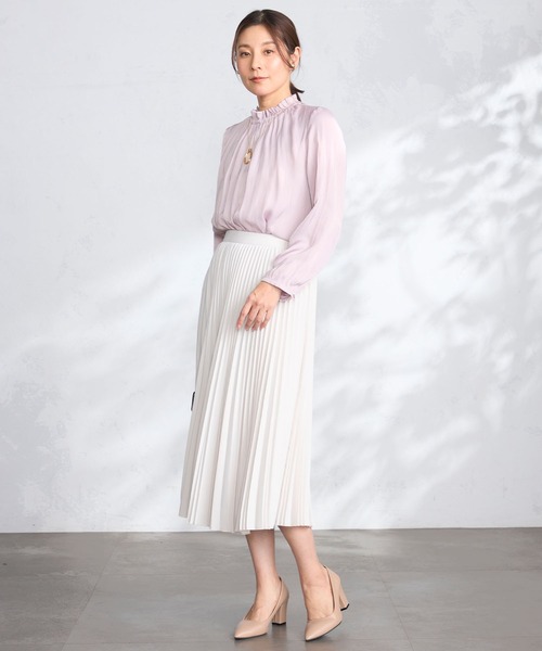 GALLORIA（ギャローリア）の「【セットアップで着られる】フリルブラウス（シャツ/ブラウス・レディース・スモークピンク/ネイビー・M/LL/L/S）」の8枚目の写真