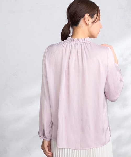 GALLORIA（ギャローリア）の「【セットアップで着られる】フリルブラウス（シャツ/ブラウス・レディース・スモークピンク/ネイビー・M/LL/L/S）」の6枚目の写真