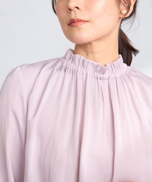 GALLORIA（ギャローリア）の「【セットアップで着られる】フリルブラウス（シャツ/ブラウス・レディース・スモークピンク/ネイビー・M/LL/L/S）」の5枚目の写真