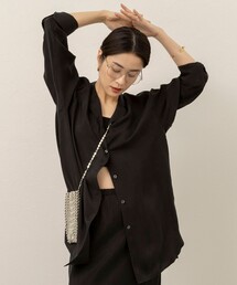 《セットアップ対応》【MAQWEL/マクウェル】ウォッシャブルサテンシャツ