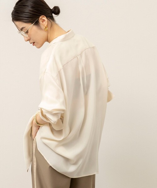 MAQWEL(マクウェル)の「《セットアップ対応》【MAQWEL/マクウェル】ウォッシャブルサテンシャツ(シャツ/ブラウス・レディース・ダークブラウン/ブラック/オフホワイト・FREE)」の20枚目の写真