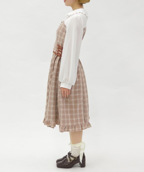 axes femme POETIQUE(アクシーズファムポエティック)の「ビスチェ切替バイカラーワンピース(ワンピース・レディース・ブラック/ブラウン/ピンク・MEDIUM)」の5枚目の写真
