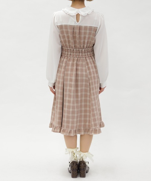 axes femme POETIQUE(アクシーズファムポエティック)の「ビスチェ切替バイカラーワンピース(ワンピース・レディース・ブラック/ブラウン/ピンク・MEDIUM)」の6枚目の写真