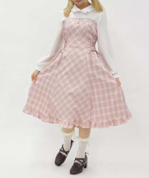 axes femme POETIQUE(アクシーズファムポエティック)の「ビスチェ切替バイカラーワンピース(ワンピース・レディース・ブラック/ブラウン/ピンク・MEDIUM)」の11枚目の写真
