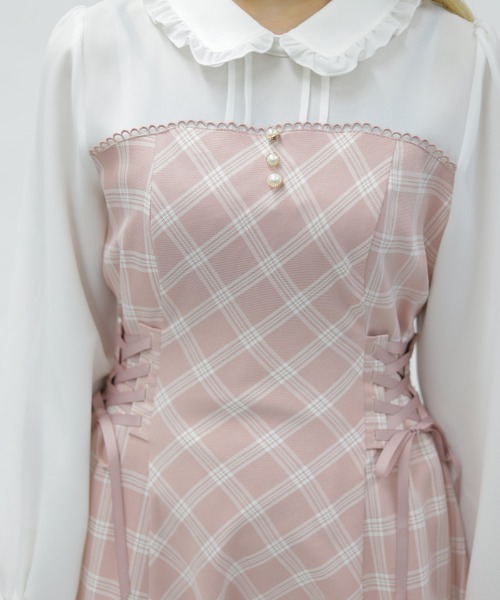 axes femme POETIQUE(アクシーズファムポエティック)の「ビスチェ切替バイカラーワンピース(ワンピース・レディース・ブラック/ブラウン/ピンク・MEDIUM)」の12枚目の写真