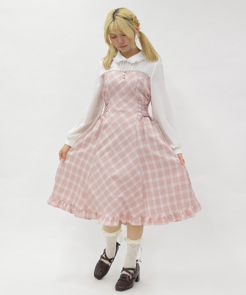 axes femme POETIQUE(アクシーズファムポエティック)の「ビスチェ切替バイカラーワンピース(ワンピース・レディース・ブラック/ブラウン/ピンク・MEDIUM)」の13枚目の写真