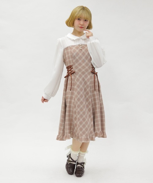 axes femme POETIQUE(アクシーズファムポエティック)の「ビスチェ切替バイカラーワンピース(ワンピース・レディース・ブラック/ブラウン/ピンク・MEDIUM)」の14枚目の写真