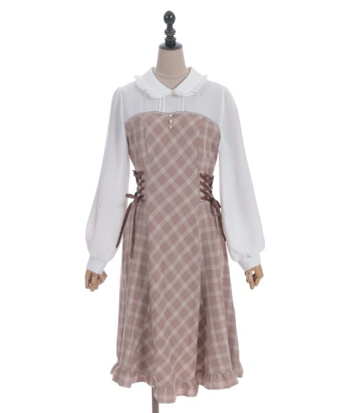 axes femme POETIQUE(アクシーズファムポエティック)の「ビスチェ切替バイカラーワンピース(ワンピース・レディース・ブラック/ブラウン/ピンク・MEDIUM)」の15枚目の写真