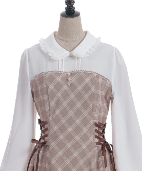 axes femme POETIQUE(アクシーズファムポエティック)の「ビスチェ切替バイカラーワンピース(ワンピース・レディース・ブラック/ブラウン/ピンク・MEDIUM)」の18枚目の写真