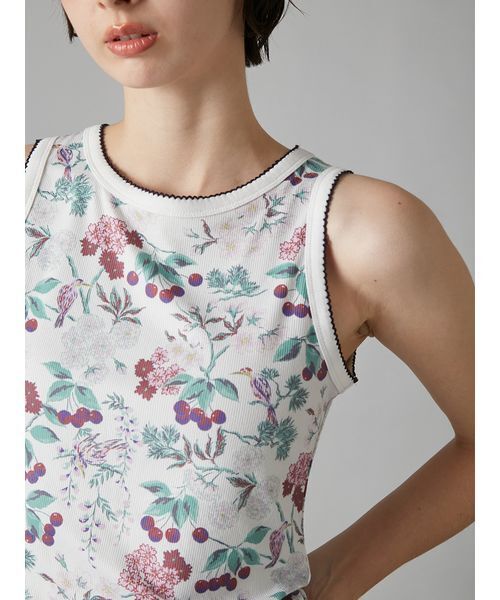 LILY BROWN（リリーブラウン）の「【LILY BROWN×KEITA MARUYAMA】ボタニカルチェリーロゴタンク（タンクトップ・レディース・ネイビー/ホワイト/ブルー・F）」の4枚目の写真