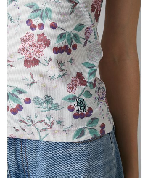 LILY BROWN（リリーブラウン）の「【LILY BROWN×KEITA MARUYAMA】ボタニカルチェリーロゴタンク（タンクトップ・レディース・ネイビー/ホワイト/ブルー・F）」の5枚目の写真