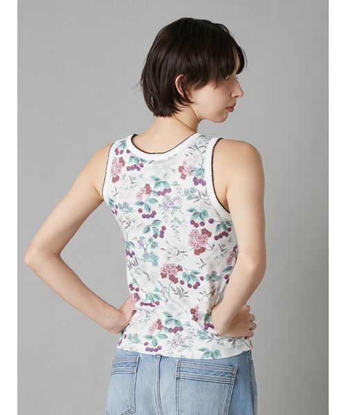 LILY BROWN（リリーブラウン）の「【LILY BROWN×KEITA MARUYAMA】ボタニカルチェリーロゴタンク（タンクトップ・レディース・ネイビー/ホワイト/ブルー・F）」の6枚目の写真