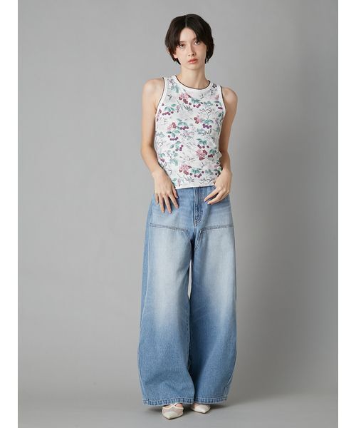 LILY BROWN（リリーブラウン）の「【LILY BROWN×KEITA MARUYAMA】ボタニカルチェリーロゴタンク（タンクトップ・レディース・ネイビー/ホワイト/ブルー・F）」の7枚目の写真