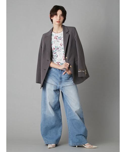 LILY BROWN（リリーブラウン）の「【LILY BROWN×KEITA MARUYAMA】ボタニカルチェリーロゴタンク（タンクトップ・レディース・ネイビー/ホワイト/ブルー・F）」の8枚目の写真