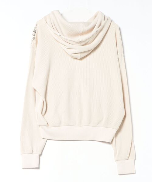 Revo.（レボ）の「ピグメント加工 ダブルジップ ショート丈 ワッフル ジップパーカー フーディー トライバル ロゴ ラバープリント スタッズ【UNISEX】（パーカー・メンズ・アイボリー/チャコール・M/L）」の3枚目の写真