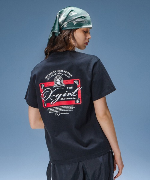 X-girl(エックスガール)の「SCRIPT LOGO SCARF(バンダナ/スカーフ・レディース・ブラック/カモフラージュ・ONE SIZE)」の15枚目の写真