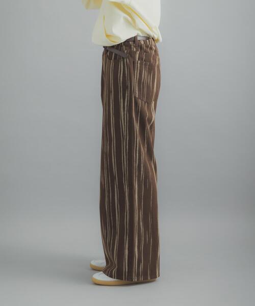 SENSE OF PLACE by URBAN RESEARCH（センスオブプレイスバイアーバンリサーチ）の「マーブルプリントワイドデニム（デニムパンツ・メンズ・ブラウン/オリーブ・LARGE/MEDIUM）」の3枚目の写真