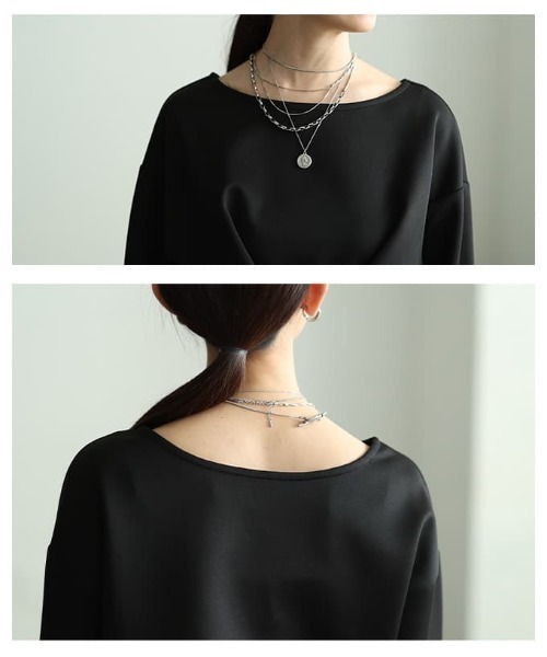 Sawa a la mode(サワアラモード)の「フロントファスナー2WAYプルオーバー(Tシャツ/カットソー・レディース・オフホワイト/チャコールグレー/ブラック・FREE)」の7枚目の写真