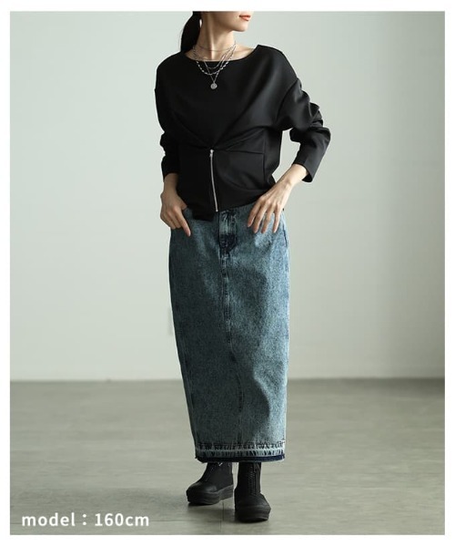 Sawa a la mode(サワアラモード)の「フロントファスナー2WAYプルオーバー(Tシャツ/カットソー・レディース・オフホワイト/チャコールグレー/ブラック・FREE)」の9枚目の写真