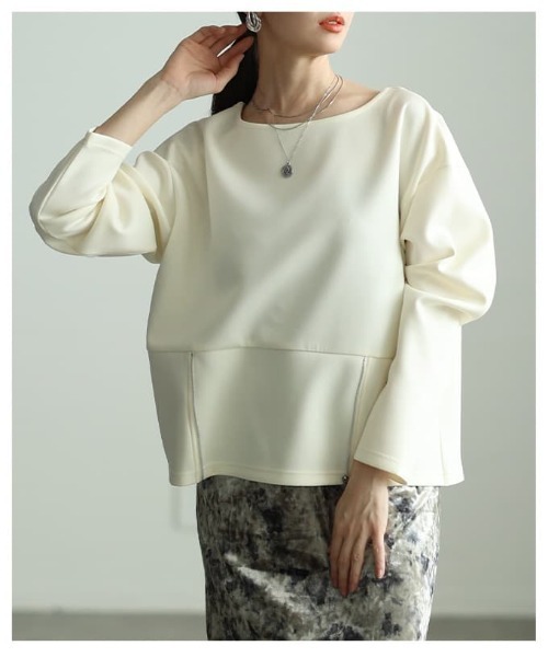 Sawa a la mode(サワアラモード)の「フロントファスナー2WAYプルオーバー(Tシャツ/カットソー・レディース・オフホワイト/チャコールグレー/ブラック・FREE)」の16枚目の写真