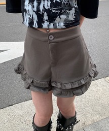 【26年春夏新作】裾フリルデザイン スエードショートパンツ