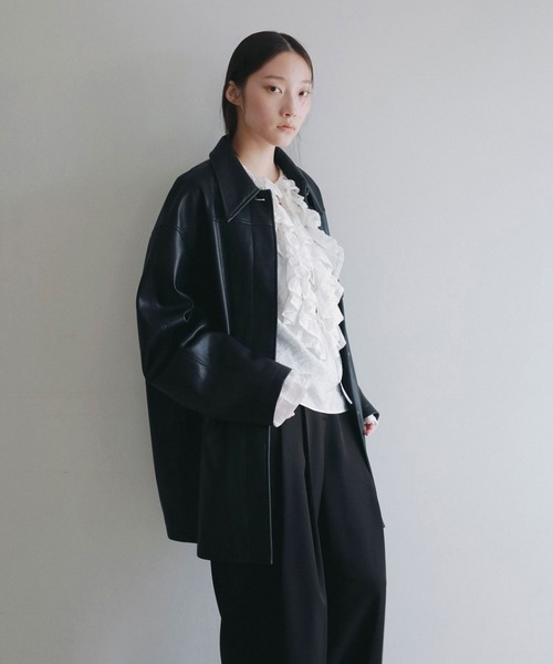 anuke(アンヌーク)の「Ecoleather Over Jacket(テーラードジャケット・レディース・ブラウン/ブラック・38inch/36inch)」の12枚目の写真