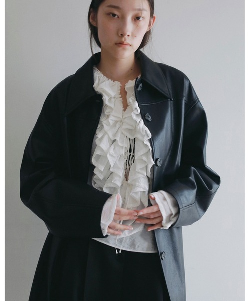 anuke(アンヌーク)の「Ecoleather Over Jacket(テーラードジャケット・レディース・ブラウン/ブラック・38inch/36inch)」の13枚目の写真