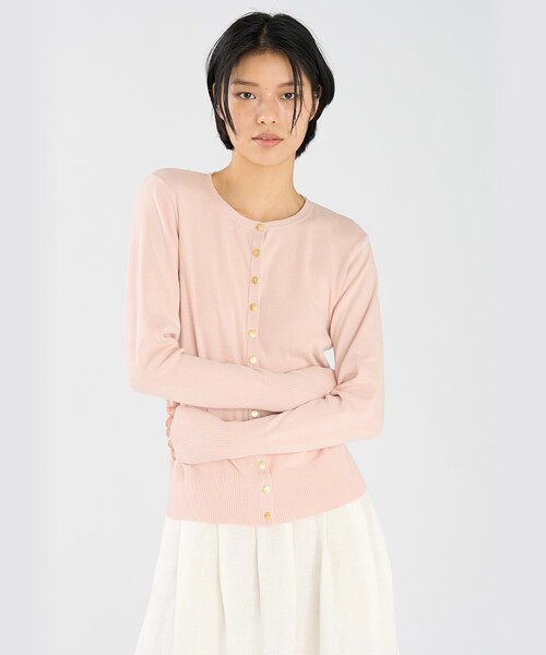 agnes b.(アニエスベー)の「コットン ニット 長袖 カーディガンプレッション "Snapy"(カーディガン/ボレロ・レディース・ピンク系その他・3/2/1)」の2枚目の写真