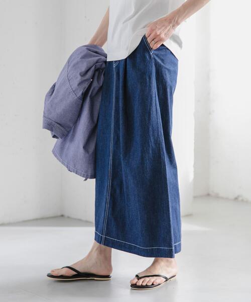 FORK&SPOON（フォークアンドスプーン）の「FORK&SPOON　綿麻デニムスカート（スカート・レディース・ワンウォッシュ/ブルー系その他・1/2）」の4枚目の写真