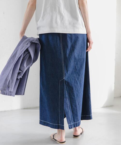 FORK&SPOON（フォークアンドスプーン）の「FORK&SPOON　綿麻デニムスカート（スカート・レディース・ワンウォッシュ/ブルー系その他・1/2）」の6枚目の写真
