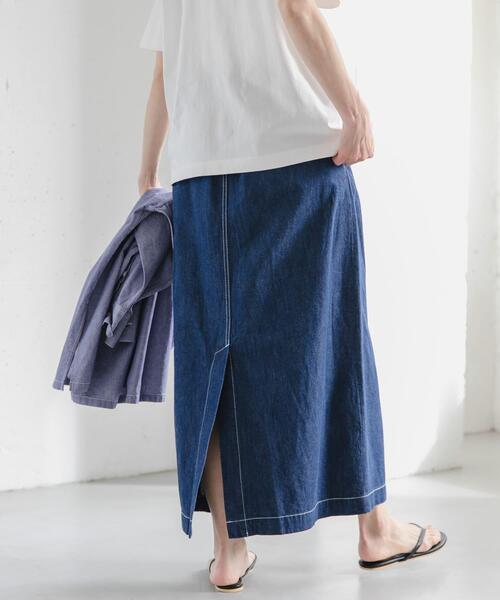 FORK&SPOON（フォークアンドスプーン）の「FORK&SPOON　綿麻デニムスカート（スカート・レディース・ワンウォッシュ/ブルー系その他・1/2）」の7枚目の写真