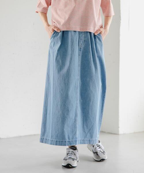 FORK&SPOON（フォークアンドスプーン）の「FORK&SPOON　綿麻デニムスカート（スカート・レディース・ワンウォッシュ/ブルー系その他・1/2）」の18枚目の写真