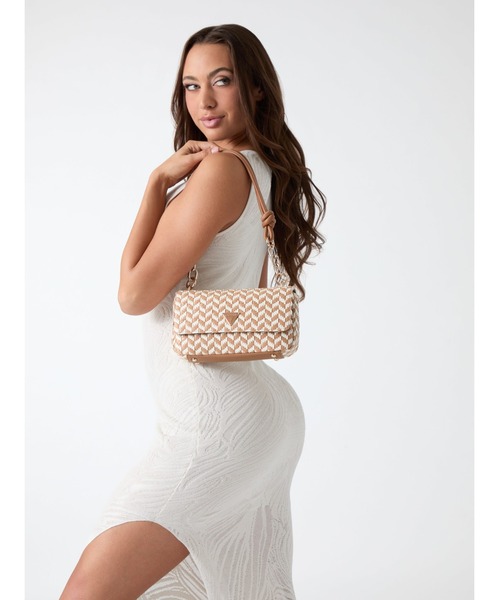 Guess(ゲス)の「TESSI FLAP SHOULDER BAG ショルダーバッグ(ハンドバッグ・レディース・ホワイト×ピンク/ブラック系その他/ホワイト×グリーン/ブラウン・ONE SIZE)」の4枚目の写真