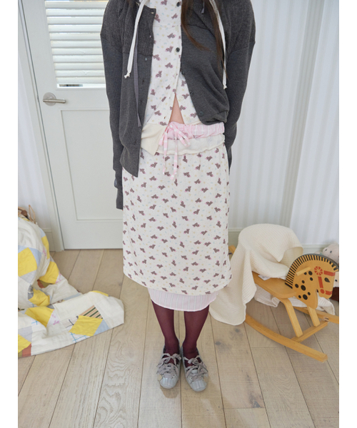 MUWM(ムウム)の「ダブルレイヤースカート Double Layer Skirts (クリーム)(スカート・レディース・Cream・OS)」の3枚目の写真