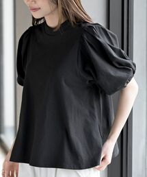 rps（アールピーエス）の「スタンドカラーパフスリーブＴ（Tシャツ/カットソー）」