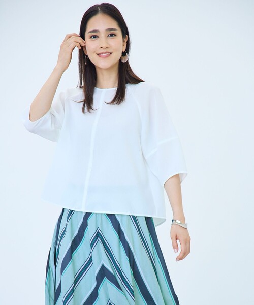 自由区(ジユウク)の「ラスティックメッシュラグランスリーブ ブラウス(シャツ/ブラウス・レディース・ベージュ系/アイボリー系/ブラック系・38/40)」の7枚目の写真