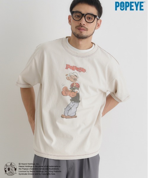 Right-on（ライトオン）の「【POPEYE】グラフィックプリントTシャツ (ヴィンテージ風 / 立体感 / 柔らかい素材)（Tシャツ/カットソー・メンズ・オフホワイト/ブラック/ダークグレー・S/M/L/XL）」の11枚目の写真