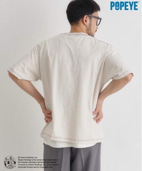 Right-on（ライトオン）の「【POPEYE】グラフィックプリントTシャツ (ヴィンテージ風 / 立体感 / 柔らかい素材)（Tシャツ/カットソー・メンズ・オフホワイト/ブラック/ダークグレー・S/M/L/XL）」の13枚目の写真