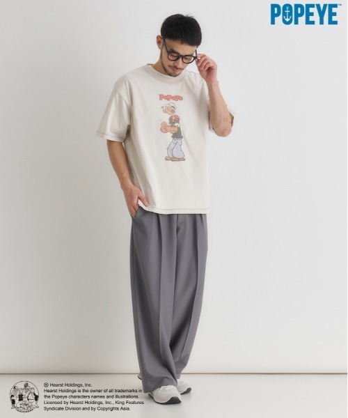 Right-on（ライトオン）の「【POPEYE】グラフィックプリントTシャツ (ヴィンテージ風 / 立体感 / 柔らかい素材)（Tシャツ/カットソー・メンズ・オフホワイト/ブラック/ダークグレー・S/M/L/XL）」の14枚目の写真