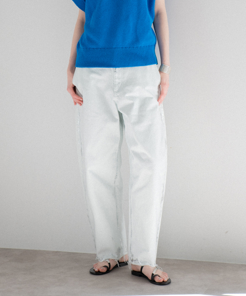 CALMER(カルメール)の「12OZ DENIM PANTS / 12オンス箔デニムパンツ(デニムパンツ・レディース・ネイビー/サックスブルー・1/2)」の2枚目の写真