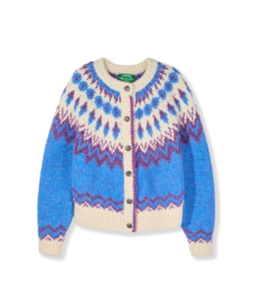 GREEN BUTTER（グリーンバター）の「BOUCLE NORDIC CARDIGAN（カーディガン/ボレロ・レディース・ライトブルー/レッド・FREE）」の10枚目の写真
