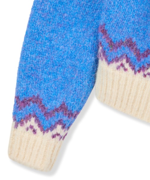 GREEN BUTTER（グリーンバター）の「BOUCLE NORDIC CARDIGAN（カーディガン/ボレロ・レディース・ライトブルー/レッド・FREE）」の14枚目の写真