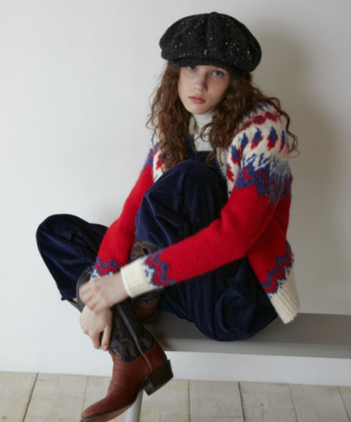 GREEN BUTTER（グリーンバター）の「BOUCLE NORDIC CARDIGAN（カーディガン/ボレロ・レディース・ライトブルー/レッド・FREE）」の18枚目の写真