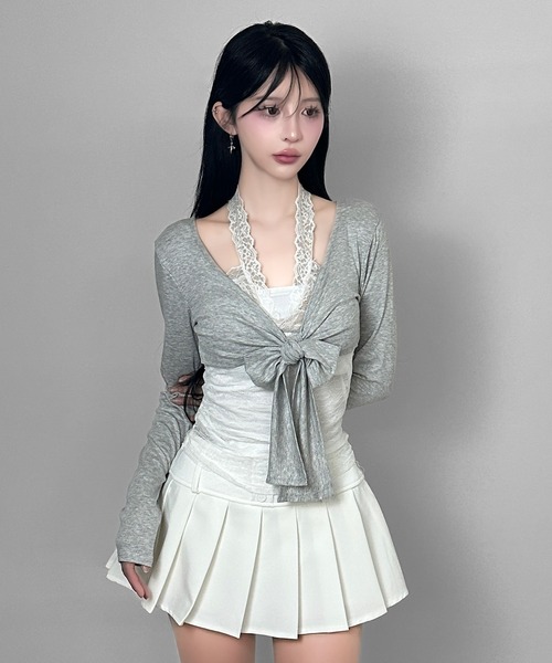 FOLLOWIN(フォロウィン)の「ショートボレロ×レースキャミセットトップス(Tシャツ/カットソー・レディース・グレー・FREE)」の10枚目の写真