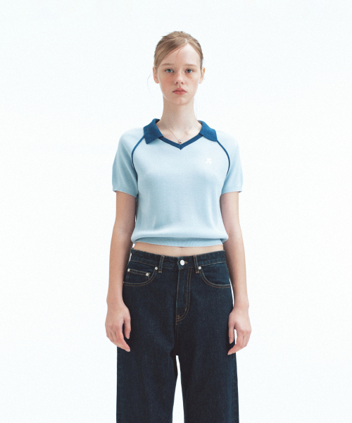 Rest&Recreation（レストアンドレクリエーション）の「V-NECK COLLAR KNIT TOP - SKY BLUE（ニット/セーター・レディース・その他・ONE）」の5枚目の写真