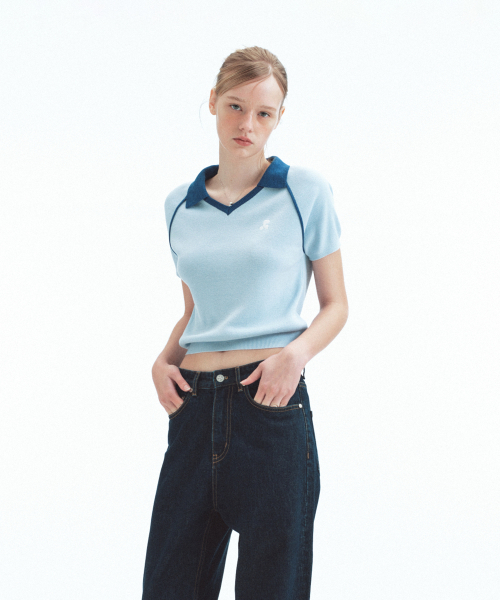 Rest&Recreation（レストアンドレクリエーション）の「V-NECK COLLAR KNIT TOP - SKY BLUE（ニット/セーター・レディース・その他・ONE）」の2枚目の写真