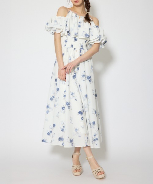 rienda（リエンダ）の「ウエストシャーリング2WAYフレアワンピース 春服 夏服（ワンピース・レディース・ホワイト/ブラウン・SMALL/MEDIUM）」の2枚目の写真