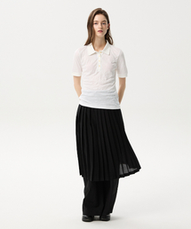 Pleats Layered Skirt(Black)