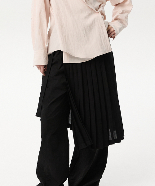 MIDNLOW(ミッドアンドロー)の「Pleats Layered Skirt(Black)(スカート・レディース・その他・FREE)」の2枚目の写真